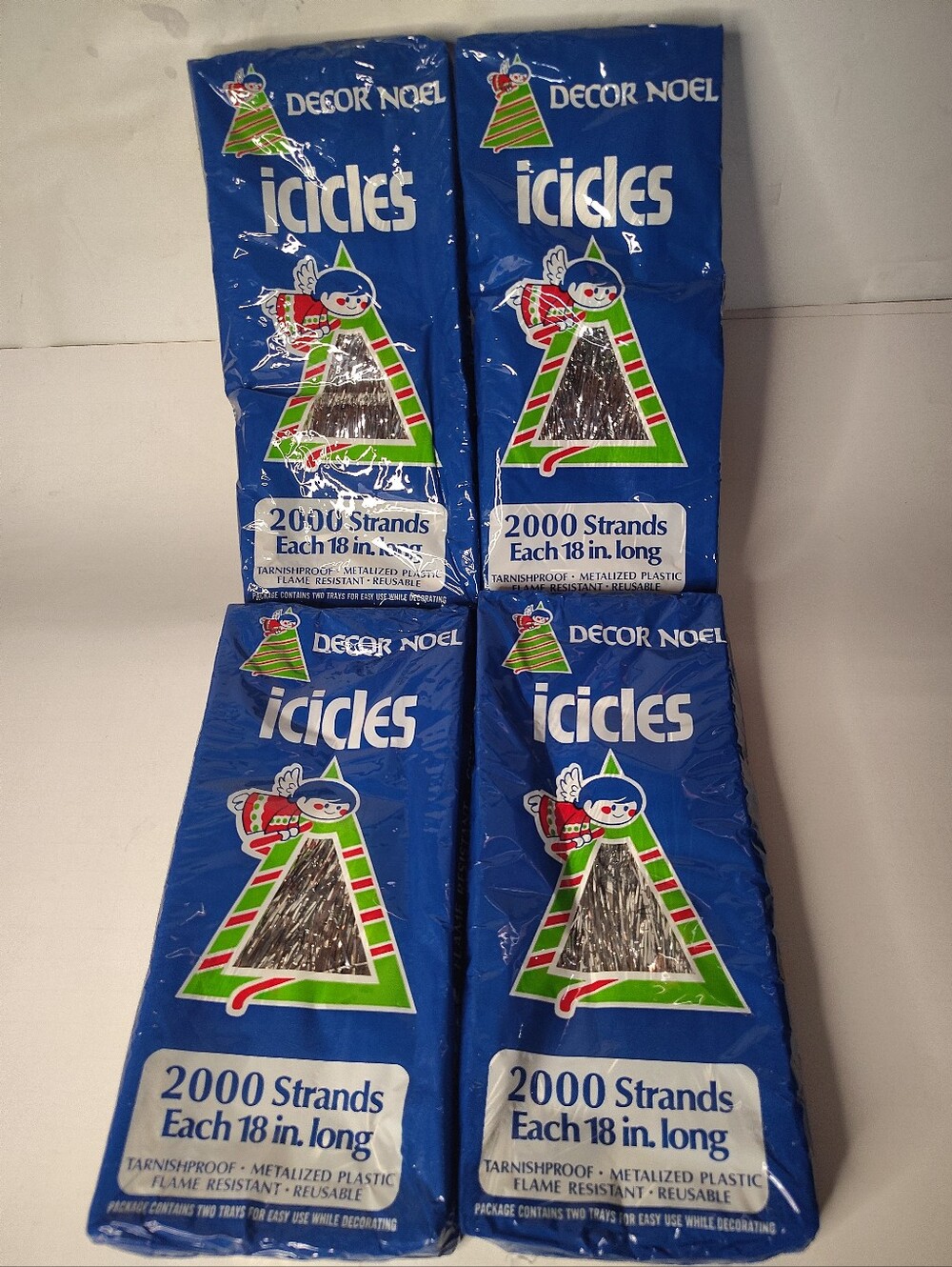 VTG  Decor Noel Christmas Tree Icicles Tinsel - 2000 Strands Qty 4  Made In USA